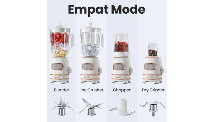 Mecoo Most Aesthetic 4in1 Ice Crusher Blender multifungsi untuk beragam bahan.