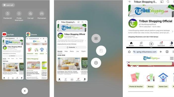 Ilustrasi cara membagi layar HP Xiaomi dengan fitur Split Screen untuk menjalankan dua aplikasi bersamaan