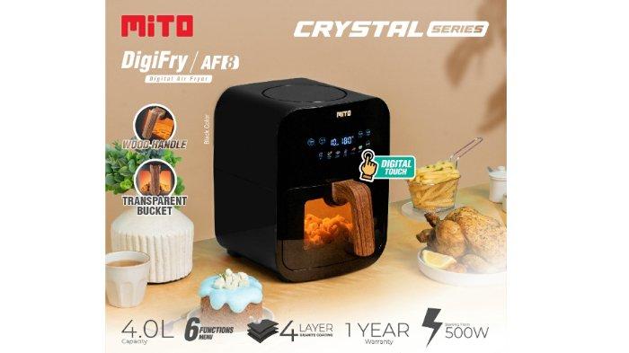 MITO Air Fryer AF8 Crystal Series dirancang dengan kapasitas besar, handal untuk bikin menu sehat bagi keluarga.