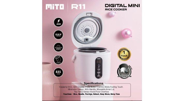 MITO Mini Rice Cooker R11 solusi memasak praktis dengan 4 fungsi dan panel control canggih.