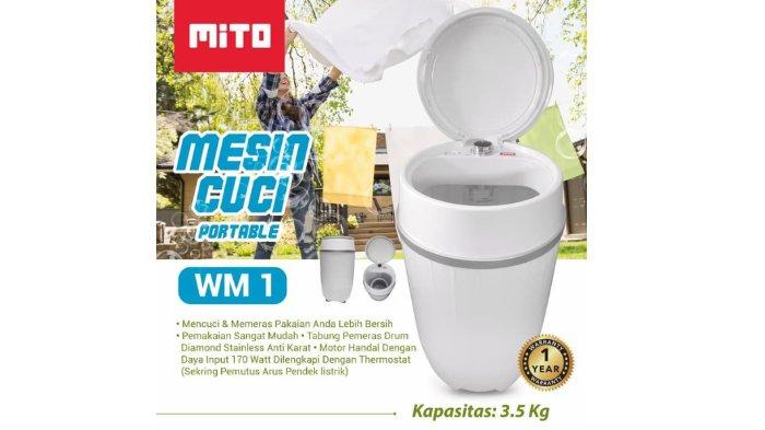 MITO WM1 Mesin Cuci Mini Portable dibekali dengan pengering dan berkapasitas 3.5 kilogram.
