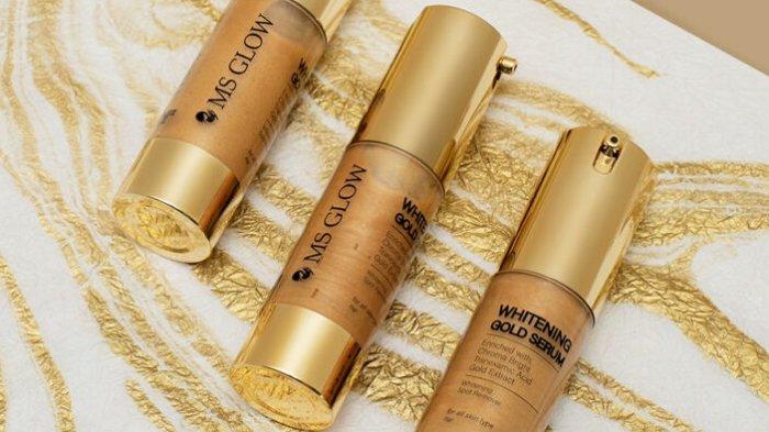 Kemasan mewah dan elegan dari MS GLOW Whitening Gold Serum