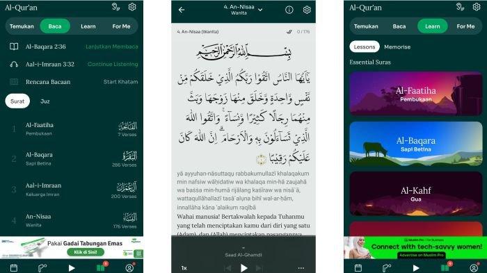 Fitur Al Quran di aplikasi Muslim Pro