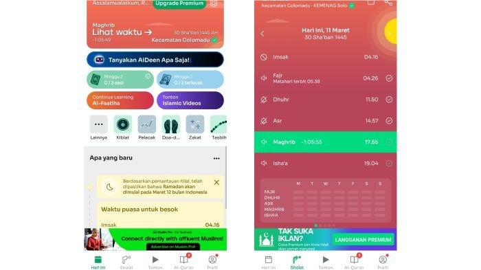 Fitur Penunjuk Waktu Sholat di Muslim Pro