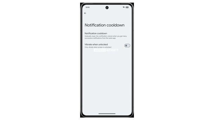 Ilustrasi tampilan Notification cooldown di Android 15