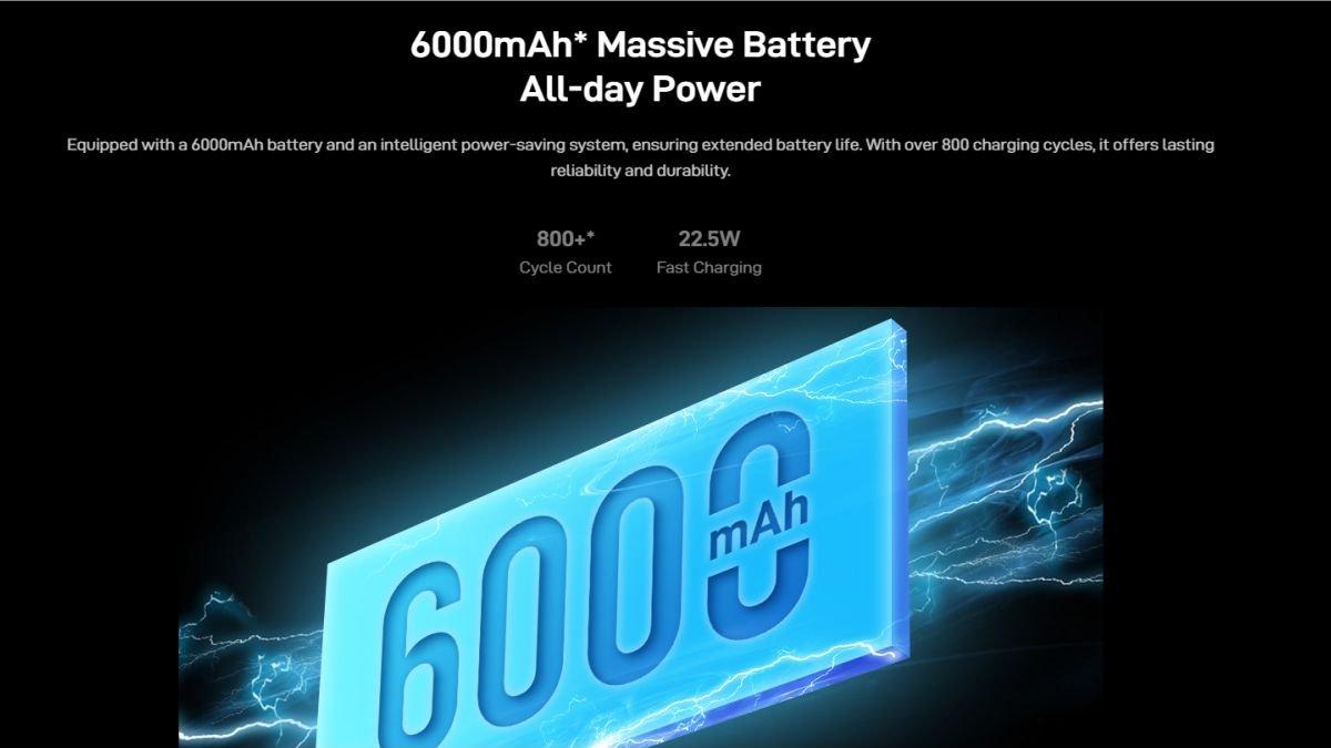 Ilustrasi baterai 6000 mAh yang diadopsi nubia V70 Max