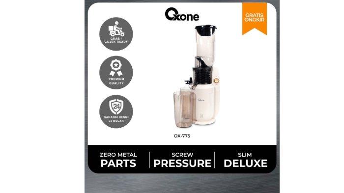 OXONE OX775 Slim Deluxe Compact Slow Juicer dengan fungsi reverse hemat daya.