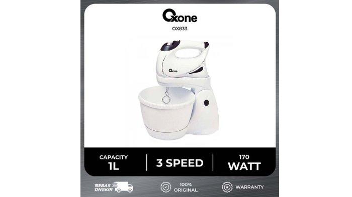 Oxone OX833 Mixer Bowl Turbo Power dengan 3 pilihan kecepatan dan konsumsi daya yang hemat.