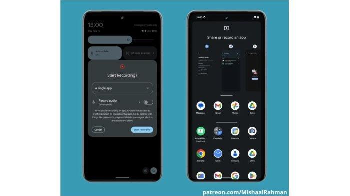 Ilustrasi fitur Partial Screen Sharing di Android 15
