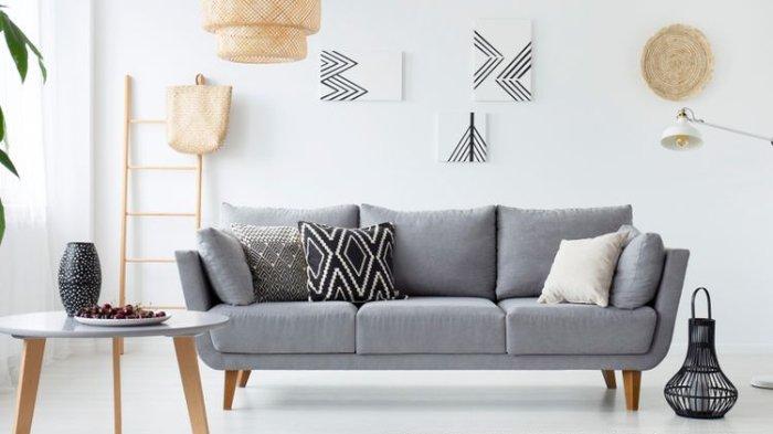 Ilustrasi rumah dengan cat dinding warna putih yang cocok dipadupadankan beragam furnitur.