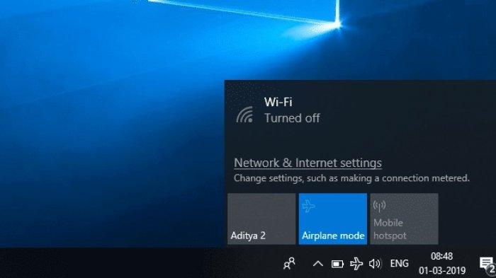 Ilustrasi mode pesawat atau airplane mode di laptop