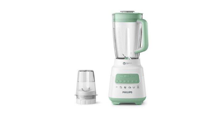 PHILIPS 2L Blender Plastic Jar HR2221/30 dengan mata pisau tajam, haluskan 2 kali lebih cepat.