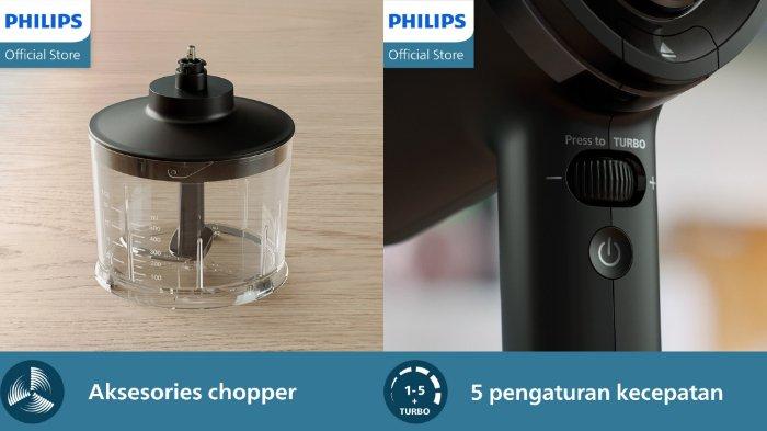PHILIPS Hand Mixer HR3781/30 dibekali berbagai fitur dan pelengkap pendukung alat.