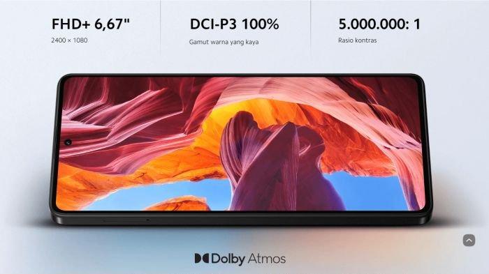 Bidang layar POCO M6 Pro sudah mengadopsi poni punch hole