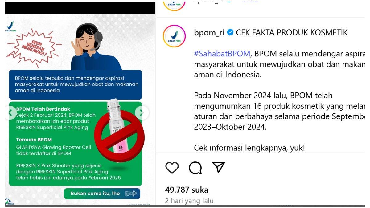 postingan membenarkan produk Dr. Reza tidak mengantongi izin BPOM.