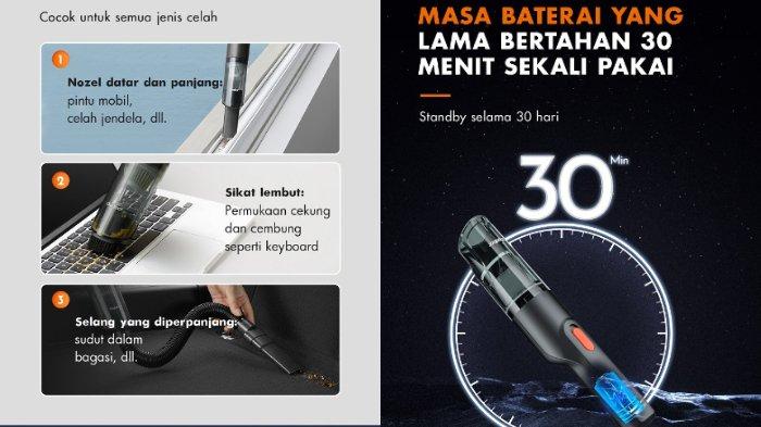 GAABOR Vacuum Cleaner Portable GVCC-M3A2 punya desain yang mampu menjangkau berbagai celah dan penggunaan lebih lama