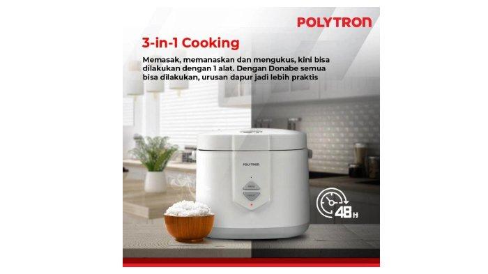 POLYTRON Rice Cooker Donabe PRC 1201 mampu memasak, mengukus, sekaligus menghangatkan hingga 48 jam
