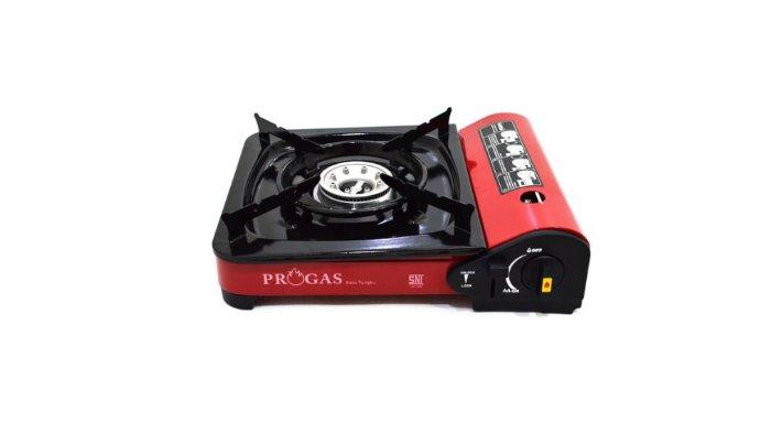 PROGAS Kompor Portable 2 in 1 dengan bodi stainless steel yang kokoh dan awet jangka panjang.