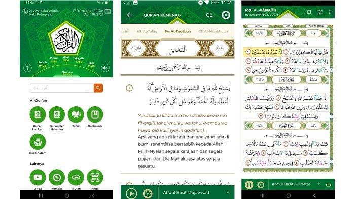 Tampilan aplikasi Quran Kemenag
