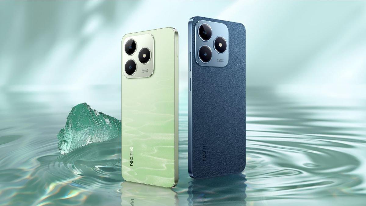 Ilustrasi realme C63 yang bisa dipilih dalam dua opsi warna, yakni Leather Blue dan Jade Green