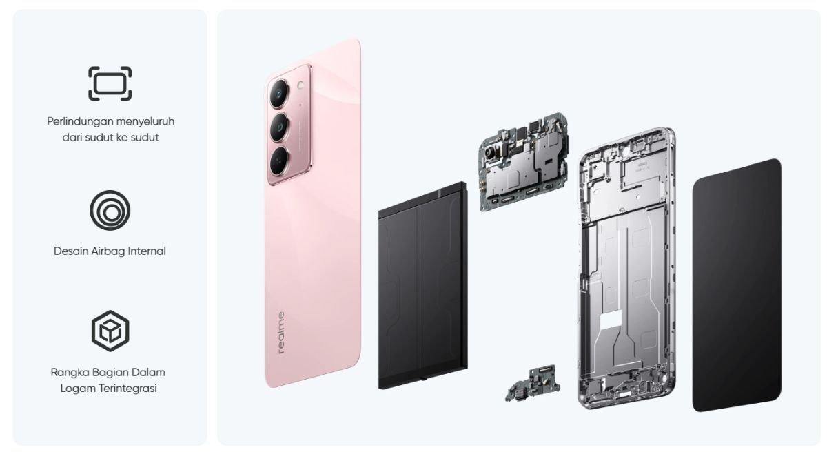 Teknologi perlindungan ArmorShell Protection yang ikut memperkuat bodi realme C75x
