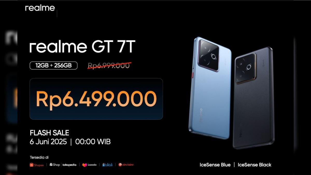 realme GT 7T jadi opsi lebih terjangkau, dibanderol mulai Rp 6,49 juta dalam sesi flash sale 6 Juni mendatang