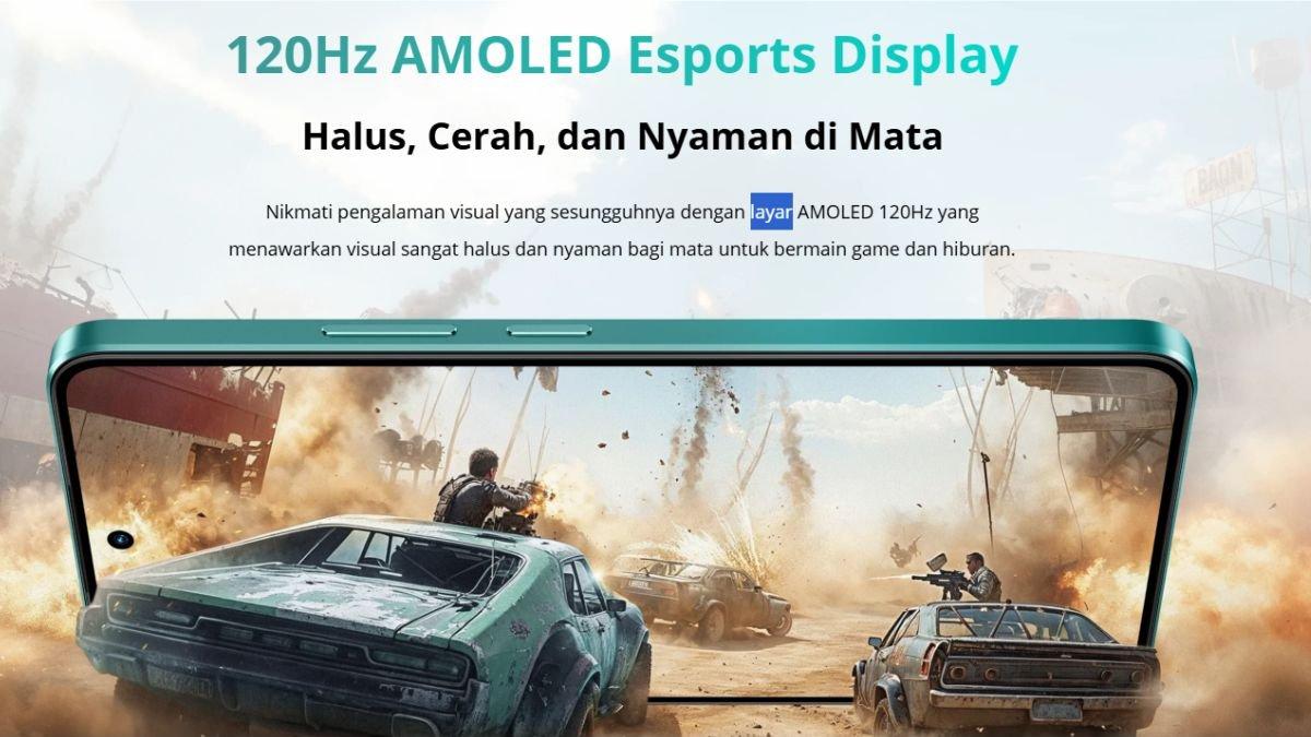 Ilustrasi bidang layar realme P3 5G