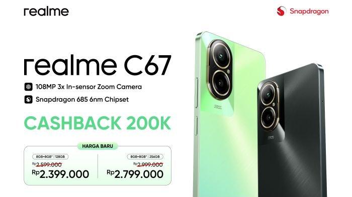 Harga baru realme C67, HP Rp 2 jutaan dengan kamera 108 MP yang didukung kemampuan 3x In-sensor Zoom