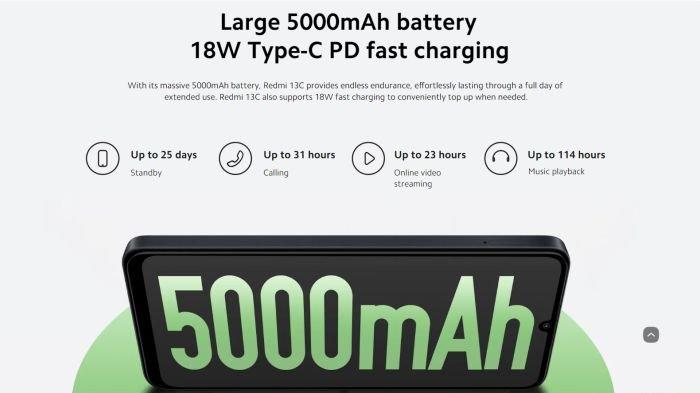 Redmi 13C hadir menggendong baterai 5000 mAh