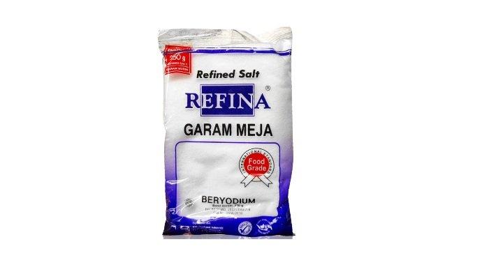 REFINA Garam Meja Beryodium beragam ukuran kemasan.