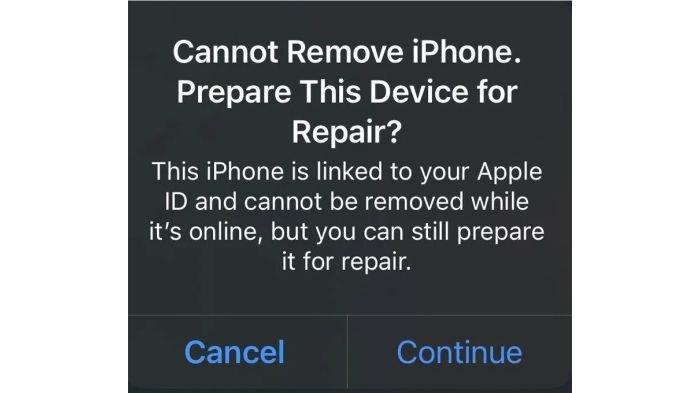 Tampilan jendela Repair Mode iOS 17.5