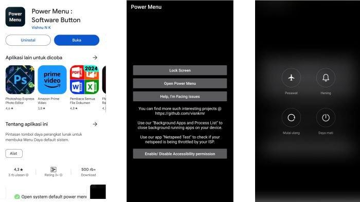 Restart HP dengan aplikasi Power Menu : Software Button