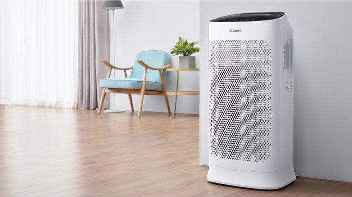 Ilustrasi Air Purifier yang diletakkan di sebuah ruangan untuk membersihkan udara