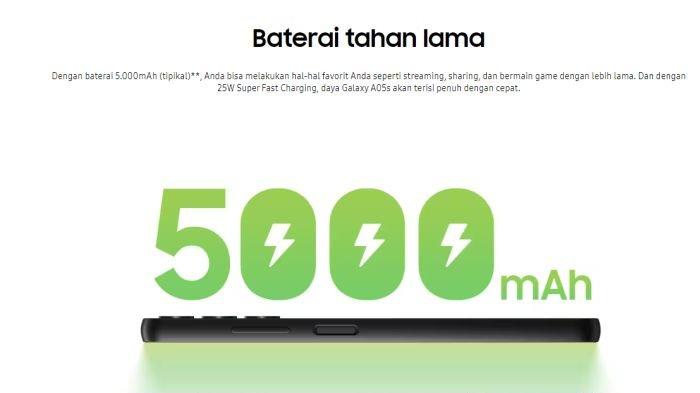 SAMSUNG Galaxy A05s hadir menggendong baterai 5000 mAh