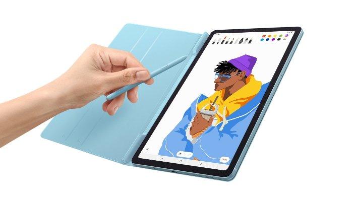 Bidang layar SAMSUNG Galaxy Tab S6 Lite 2022 didukung stylus pen