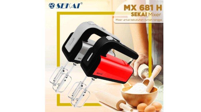 SEKAI Hand Mixer MX 681 H dengan handle yang ergonomis untuk permudah aduk aneka bahan.