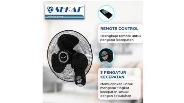 SEKAI Kipas Angin Dinding WFN 1628 dibekali dengan 3 pengaturan kecepatan dan osiliasi penuh.