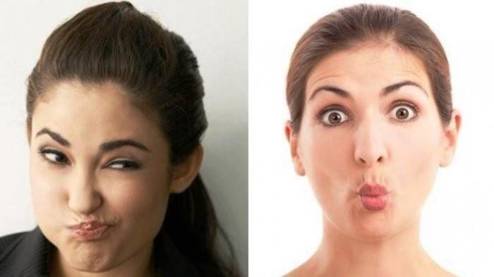 Ilustrasi senam wajah supaya mendapatkan pipi yang tirus tanpa double chin