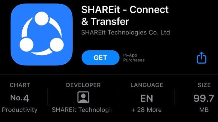 Ilustrasi aplikasi ShareIt yang bisa dipasang di HP Android dan iPhone