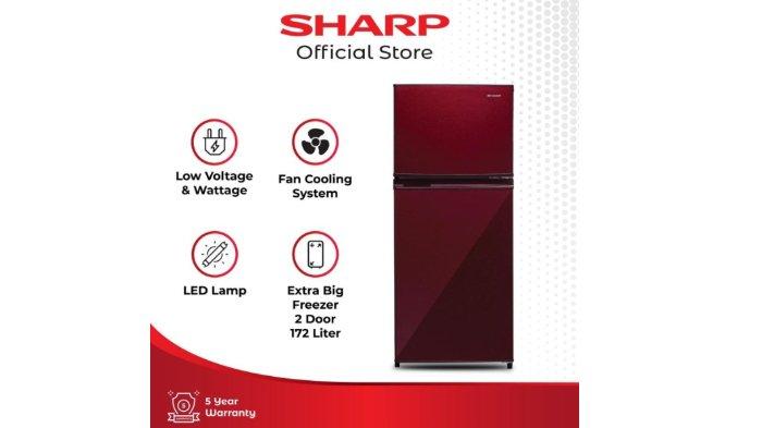 SHARP Kulkas 2 Pintu Kapasitas 172 Liter SJ-195MD-SR2