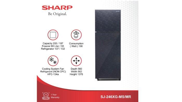 SHARP Kulkas 2 Pintu Shine Glass Series SJ-246XG produk.