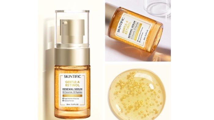 SKINTIFIC Gentle A Retinol Renewal Serum diformulasikan dengan Ceramide dan 3D Peptide yang mengunci kelembaban kulit