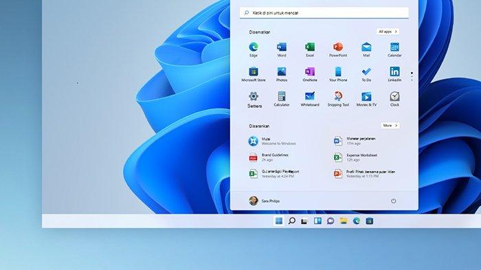 Ilustrasi Start Menu pada Windows 11