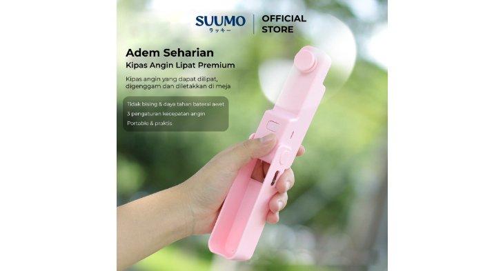 SUUMO Folding Mini Fan  hadirkan kesejukan saat berpuasa, desain ringkas mudah dilipat.
