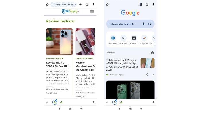 Ilustrasi tampilan artikel khusus di Google Chrome