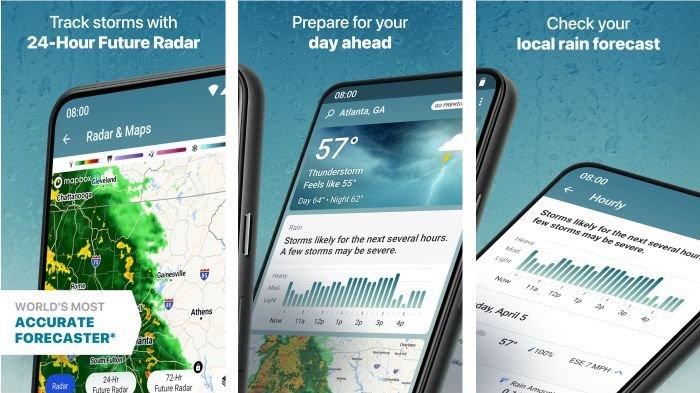 Ilustrasi tampilan aplikasi The Weather Channel - Radar