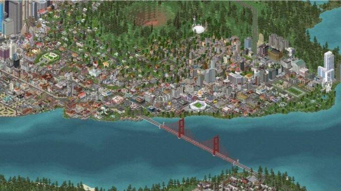 Ilustrasi kota yang dibangun di game TheoTown - City Simulator