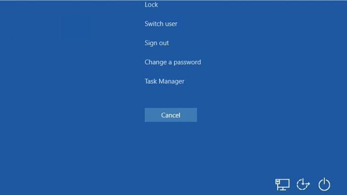 Tampilan setelah menekan tombol Ctrl, Alt dan Del