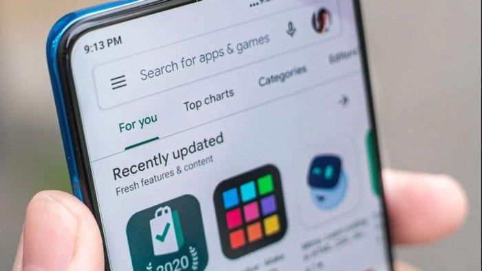 Ilustrasi HP yang dipakai untuk membuka Google Play Store