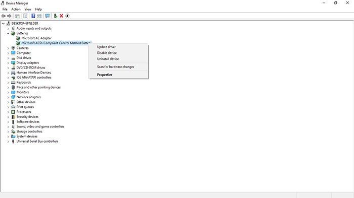 Ilustrasi tampilan device manager di laptop